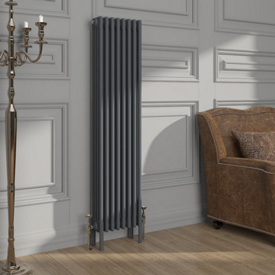 VRUC Cast Iron Style Radiator Traditional 4 Column 1500x380mm Anthracite