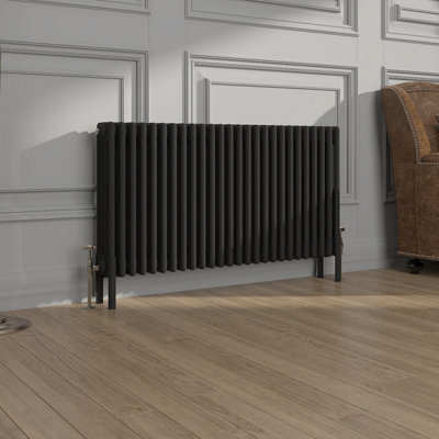 VRUC Cast Iron Style Radiator Traditional 4 Column 600x1190mm Black