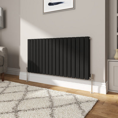 VRUC Double Flat Panel Designer Radiator Black 600x1156mm