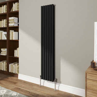 VRUC Double Oval Column Designer Radiator Black 1800x354mm
