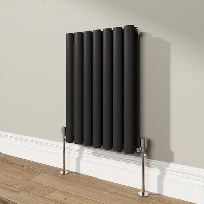 VRUC Double Oval Column Designer Radiator Black 600x413mm