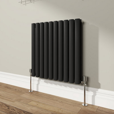VRUC Double Oval Column Designer Radiator Black 600x590mm