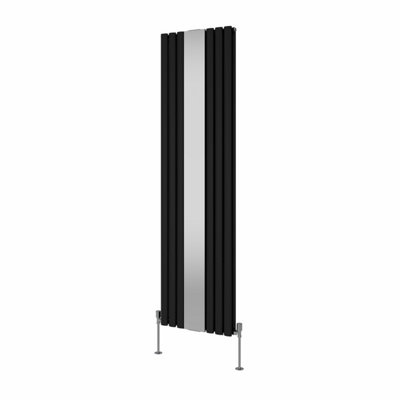 VRUC Double Oval Column Designer Radiator with Mirror Black 1800x500mm