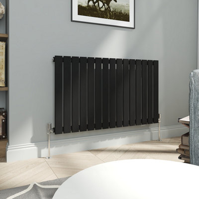 VRUC Single Flat Panel Designer Radiator Black 600x1020mm
