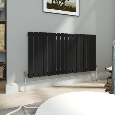 VRUC Single Flat Panel Designer Radiator Black 600x1156mm