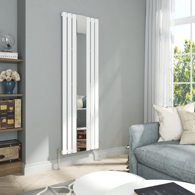 VRUC Single Flat Panel Designer Radiator with Mirror White 1800x553mm