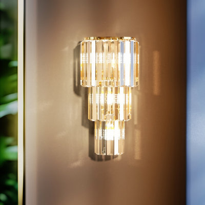 Vrygle 19x50cm Crystal Wall Lamp Bedroom Wall Sconce Brass Wall Light Lobby Bar Modern Lighting