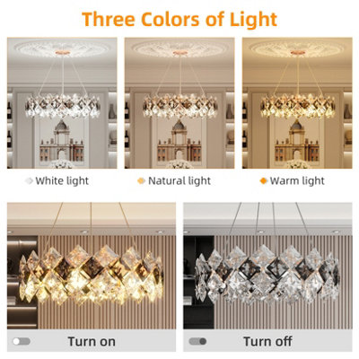 Vrygle 60cm Heavy duty  6-Light Crystal Chandelier LED Lamp Kitchen Island Indoor Light Fixtures
