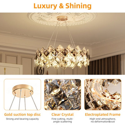 Vrygle 60cm Heavy duty  6-Light Crystal Chandelier LED Lamp Kitchen Island Indoor Light Fixtures