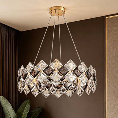 Vrygle 60cm Heavy duty  6-Light Crystal Chandelier LED Lamp Kitchen Island Indoor Light Fixtures