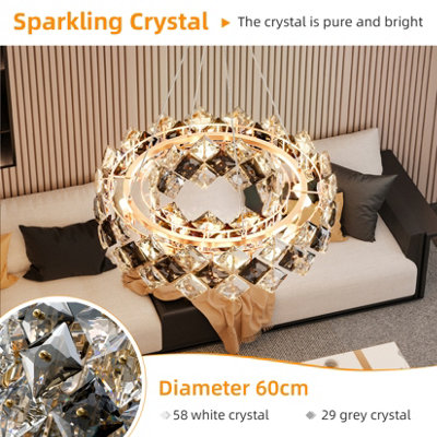 Vrygle 60cm Heavy duty  6-Light Crystal Chandelier LED Lamp Kitchen Island Indoor Light Fixtures
