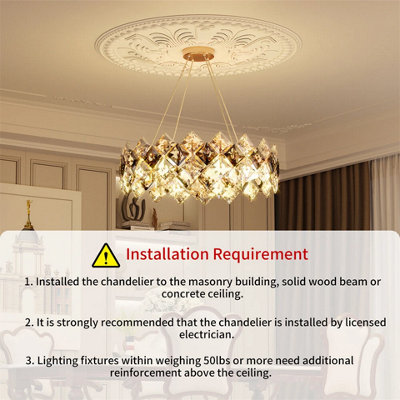 Vrygle 60cm Heavy duty  6-Light Crystal Chandelier LED Lamp Kitchen Island Indoor Light Fixtures