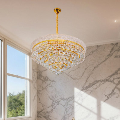 Luxe Kristallen Plafondlamp met Messing Accenten – De