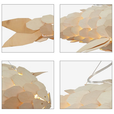 Vrygle 80cm Unique Fish Shaped Pendant Light Wood Shade Ceiling Chandelier Loft Homestay Art (1 pcs)