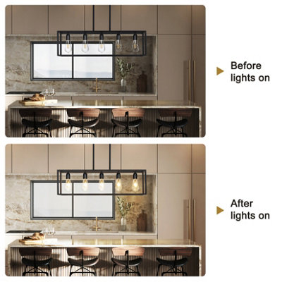 Vrygle Industrial Kitchen Island Chandelier 5 Light Linear Hanging Pendant Ceiling Lamp 80cm