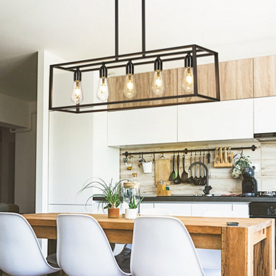 Vrygle Industrial Kitchen Island Chandelier 5 Light Linear Hanging Pendant Ceiling Lamp 80cm