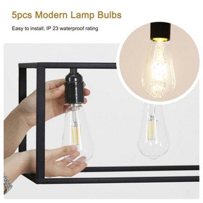 Vrygle Industrial Kitchen Island Chandelier 5 Light Linear Hanging Pendant Ceiling Lamp 80cm