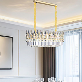 VANZARLA Modern Linear Chandelier, 2-Light Linear Kitchen Island Lighting Fixture with Finish Off-White Fabric Shade, Modern Kitchen Pendant Light for Dining Room, Restaurant, Living Room, Bedroom VANZARLA Modern Linear Chandelier, 2-Light Linear Kitchen Island Lighting Fixture with Finish Off-White Fabric Shade, Modern Kitchen Pendant Light for Dining Room, Restaurant, Living Room, Bedroom