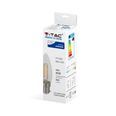 VT-222 4W CANDLE FILAMENT BULB -CLEAR COVER WITH SAMSUNG CHIP COLOR ...