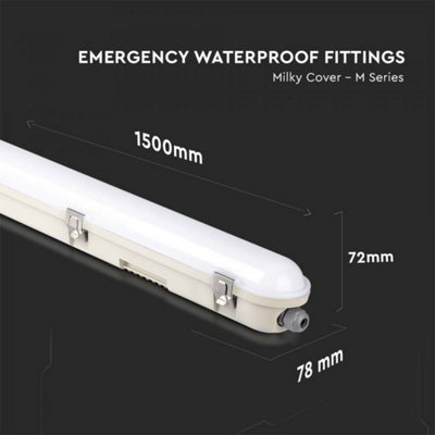 VT2120220 48W Led WP Lamp Fitting 150cm Samsung Chip & EM Kit Milky Cover+ss