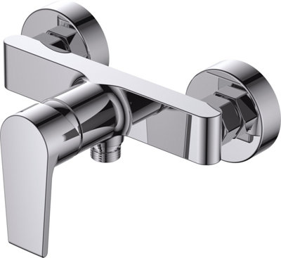 VURTU Anstey Flat Body Wall Mounted Manual Shower Mixer, 1/4 Turn, Single Lever Ceramic Disc, 115(H) x 216(W), Chrome, 594101