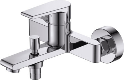 VURTU Anstey Wall Mounted Basin/ Bath Filler, 1/4 Turn, Single Lever Ceramic Disc, High/ Low Water Pressure, Chrome, 593101