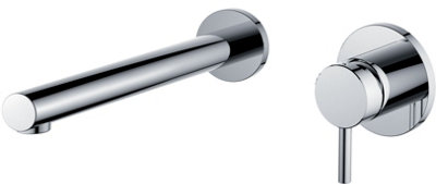 VURTU Ares 2 Tap Hole Wall Mounted Basin/ Bath Filler, 1/4 Turn, Single Lever Ceramic Disc, Chrome, 414700C 993114