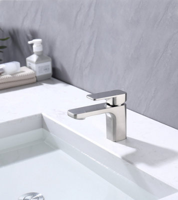 VURTU Barkway Basin Mixer - 1/4 Turn, Single Lever Ceramic Disc, High/ Low Water Pressure, 300(H) x 215(W), Brush Nickel, 628528 Price Comparisons | Compare The Build