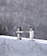 VURTU Barkway Bath Filler, 1/4 Turn, Dual Lever Ceramic Disc, High/ Low Water Pressure, 240(H) x 220(W), Brushed Nickel, 628529