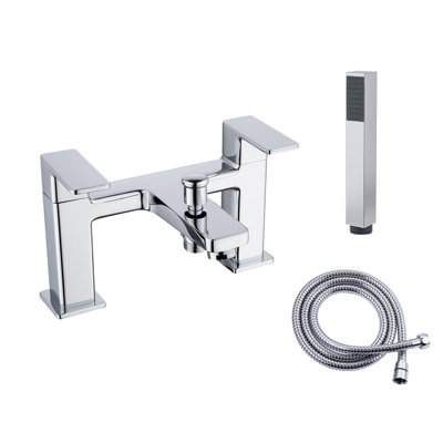 VURTU Barkway Bath Shower Mixer, 1/4 Turn, Dual Lever Ceramic Disc, High/ Low Water Pressure, 240(H) x 220(W), Chrome, 628523