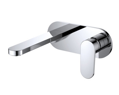 VURTU Barkway Curve Plate Wall Mounted Basin/ Bath Filler, 1/4 Turn, Single Lever Ceramic Disc, Chrome, 681701