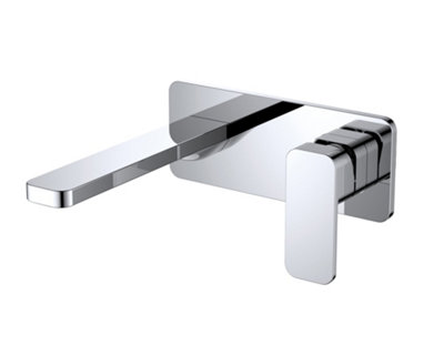 VURTU Barkway Square Plate, Soft Square Handle Wall Mounted Basin/ Bath Filler, Single Lever Ceramic Disc, Chrome, 691701