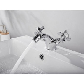 VURTU Bensham Bidet Mixer,  1/4 Turn, Dual Lever Ceramic Disc, High/ Low Water Pressure, 120(H) x 167(W), Chrome, 641588