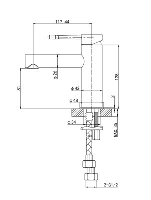 VURTU Braughing Basin Mixer - 1/4 Turn, Single Lever Ceramic Disc, High/ Low Water Pressure, 300(H) x 215(W), Chrome, 628536