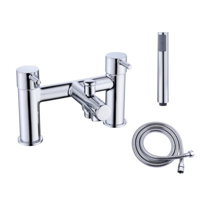 VURTU Braughing Bath Shower Mixer, 1/4 Turn, Dual Lever Ceramic Disc, High/ Low Water Pressure, 240(H) x 220(W), Chrome, 628539