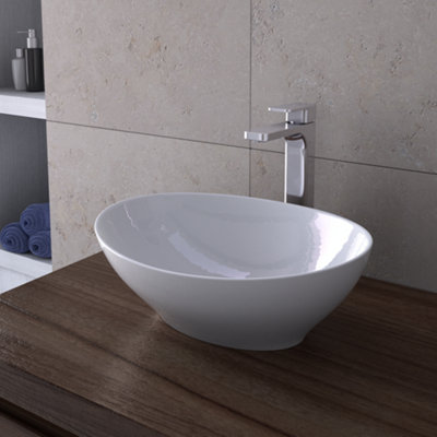 VURTU Glacier, Ceramic Basin, Curved, 410(H) x 330(W), White, 410001