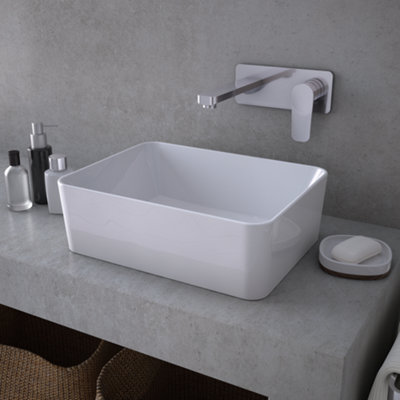 VURTU Glacier, Ceramic Basin, Rectangle, 400(H) x 310(W), White, 410002