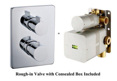 VURTU Hunsdon 3 Way Concealed Thermostatic Shower Valve, 200(H) x 150(W), Chrome, 813700-3