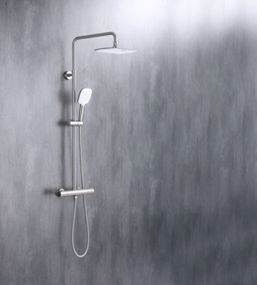 VURTU Hunsdon Thermostatic Shower Valve System, 870(H) x 325(W), Brushed Nickel, 628555