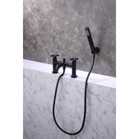 VURTU Noir Bath Shower Mixer With Handset,  1/4 Turn, High/ Low Water Pressure, 280(H) x 240(W), Black, 659850