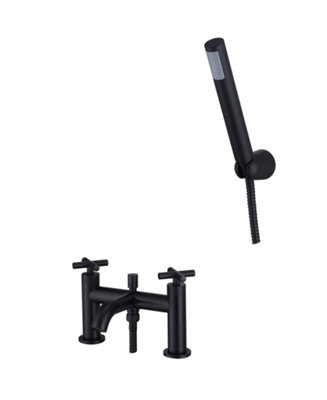 VURTU Noir Bath Shower Mixer With Handset,  1/4 Turn, High/ Low Water Pressure, 280(H) x 240(W), Black, 659850