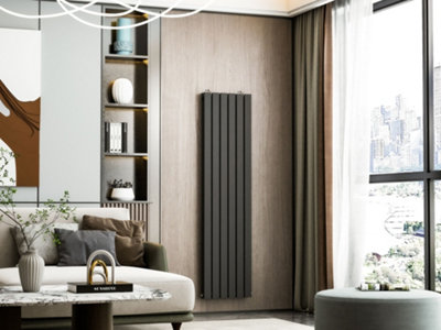 VURTU1 Designer Vertical Double Panel Radiator 1600(H), x 410(W), Anthracite, 613623