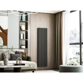 VURTU1 Designer Vertical Double Panel Radiator, 1600(H), x 410(W), Black, 613624