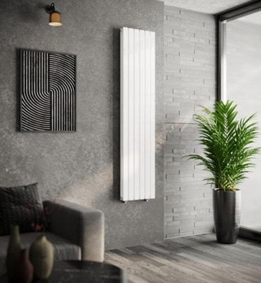 VURTU1 Designer Vertical Double Panel Radiator, 1800(H) x 410(W), White, 613625