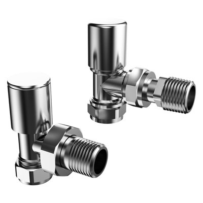 VURTU16 Angled Round Manual Radiator Valve (Pair), 130(H) x 85(W), Chrome,  613697