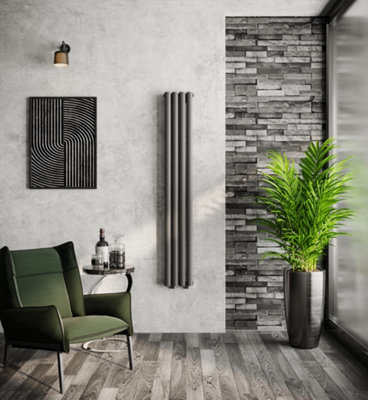 VURTU2 Designer Vertical Double Panel Radiator, 1600(H) x 240(W), Anthracite, 613631