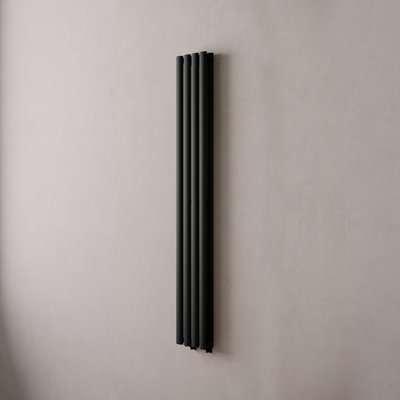 VURTU2 Designer Vertical Double Panel Radiator, 1600(H) x 240(W), Black, 613632