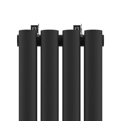 VURTU2 Designer Vertical Double Panel Radiator, 1600(H) x 240(W), Black, 613632