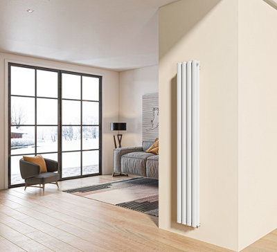 VURTU2 Designer Vertical Double Panel Radiator, 1600(H) x 240(W), White,  613630 | DIY at Bu0026Q