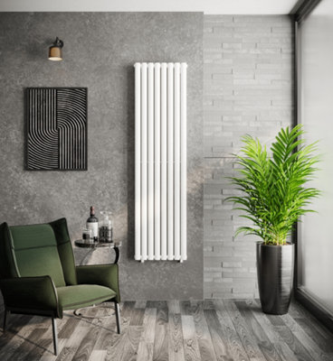 VURTU2 Designer Vertical Double Panel Radiator, 1800(H) x 480(W), White ...